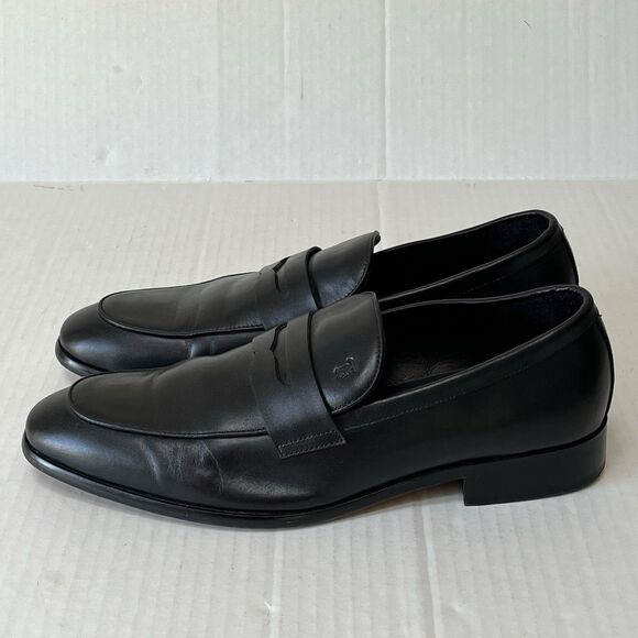 Tod\'s Men\'s Black Leather Stamped Logo Penny Loafers Slip On Shoes EU 43 US 10 main image 14